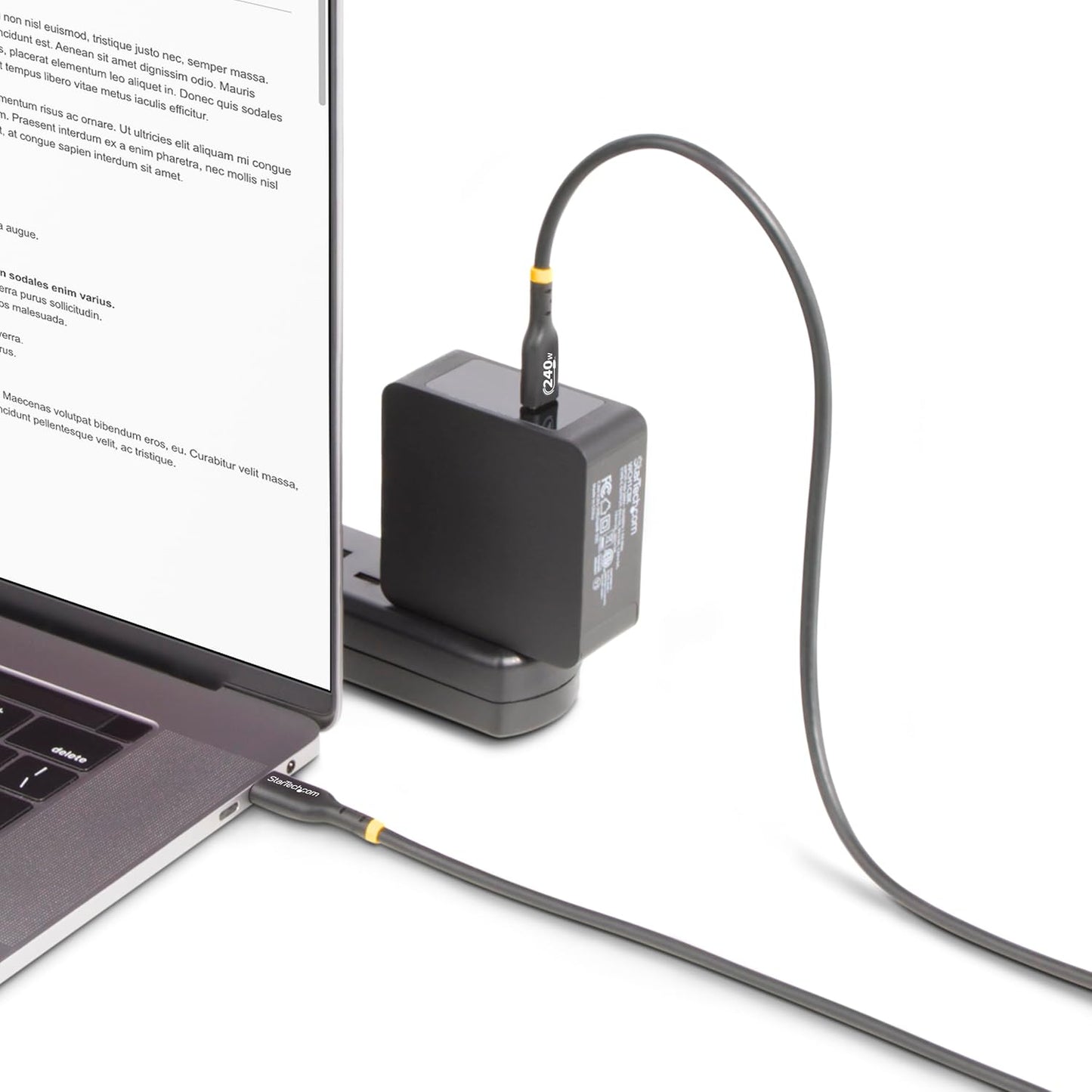 StarTech.com Cavo di Ricarica USB-C da 4m, cavo USB tipo C certificato USB-IF, 240W PD EPR, cavo traferimento dati USB 2.0