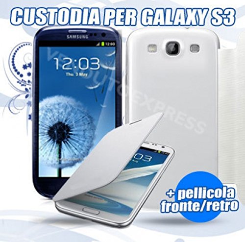 CUSTODIA COVER CASE PER SAMSUNG GALAXY SIII S3 i9300 + PELLICOLA FLIP PHONE 009 911