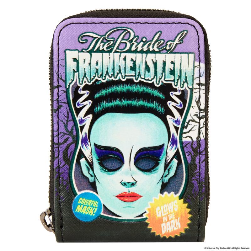 Loungefly Universal Monsters Bride Of Frankenstein Neon Mask Wallet, Purple, S, Wallets