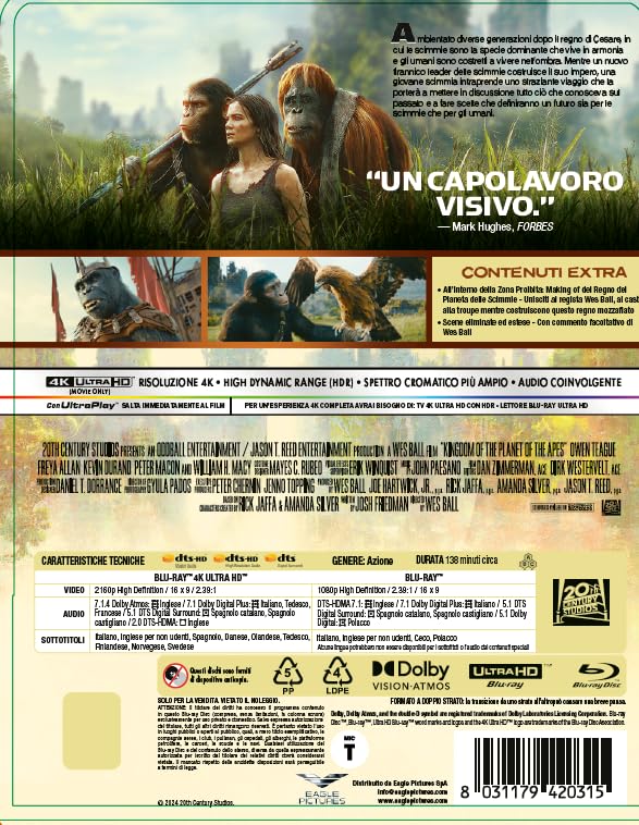 Il Regno Del Pianeta Delle Scimmie (The Kingdom of the Planet of the Apes) Limited Edition 4K Steelbook - Italian Import