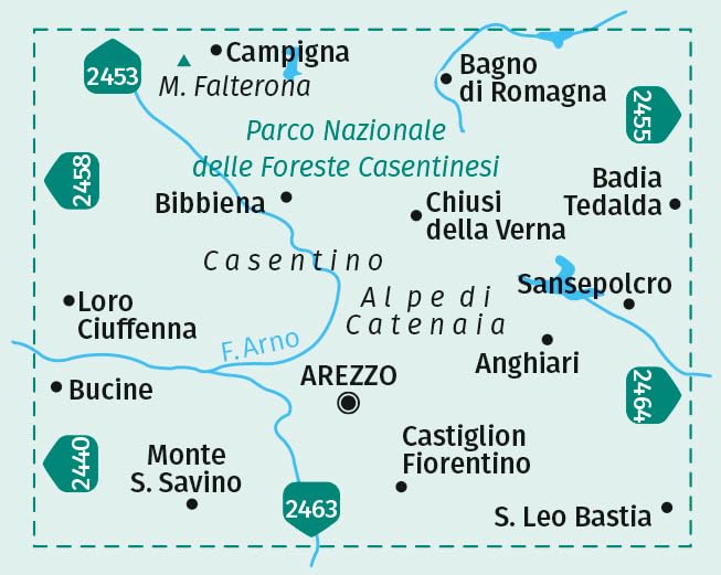 Kompass: Carta Escursionistica N. 2459. Arezzo, Casentino, Parco Nazionale Delle Foreste Casentinesi, Monte Falterona, Campigna