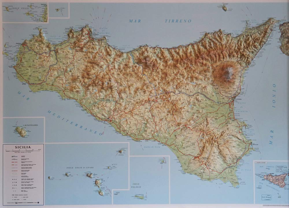 Sicilia 1:350.000 (carta in rilievo senza cornice