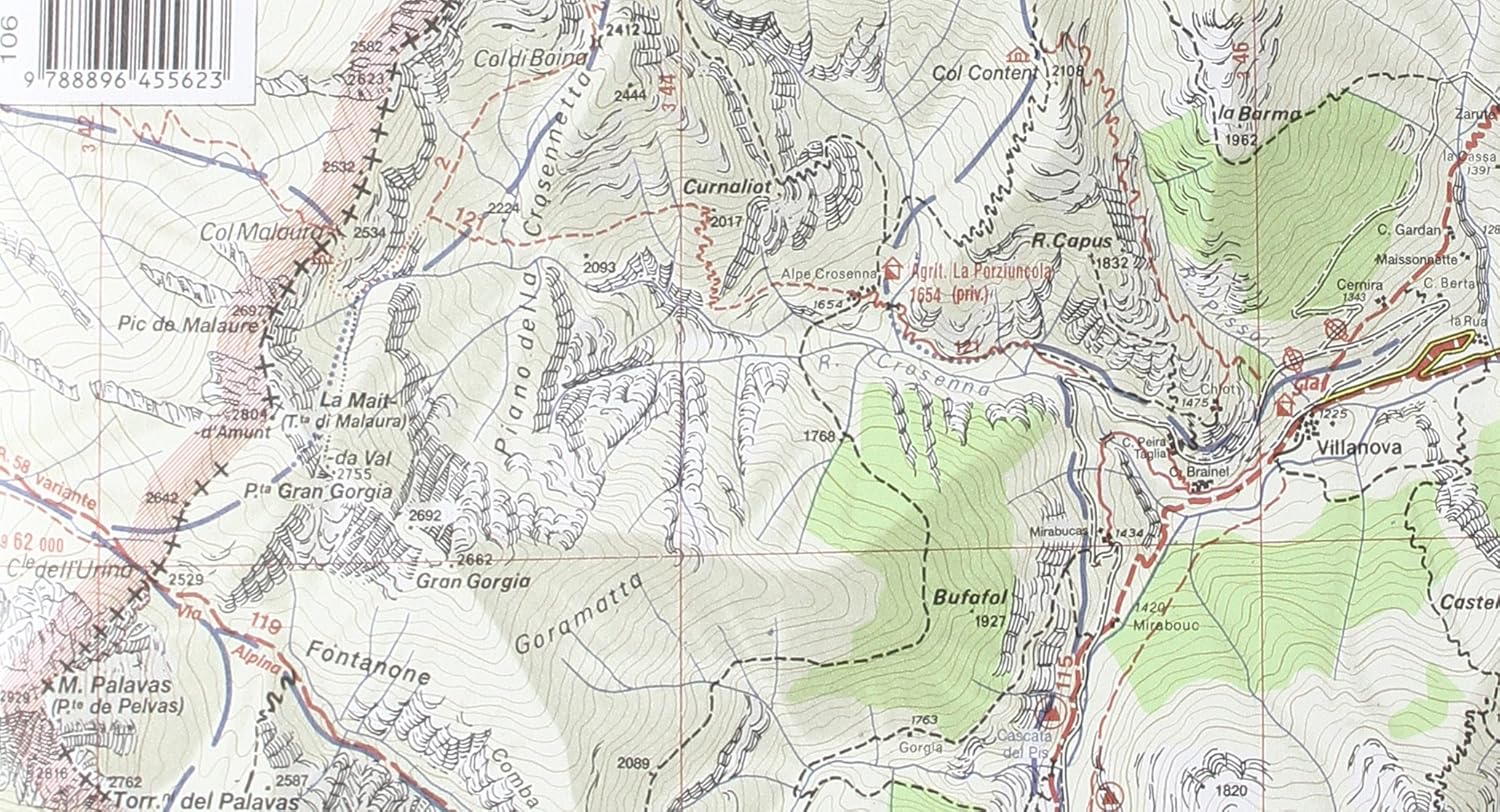 Carta N. 106 Monviso, Valle Po, Valle Varaita, Valle Pellice. Carta Dei Sentieri E Dei Rifugi