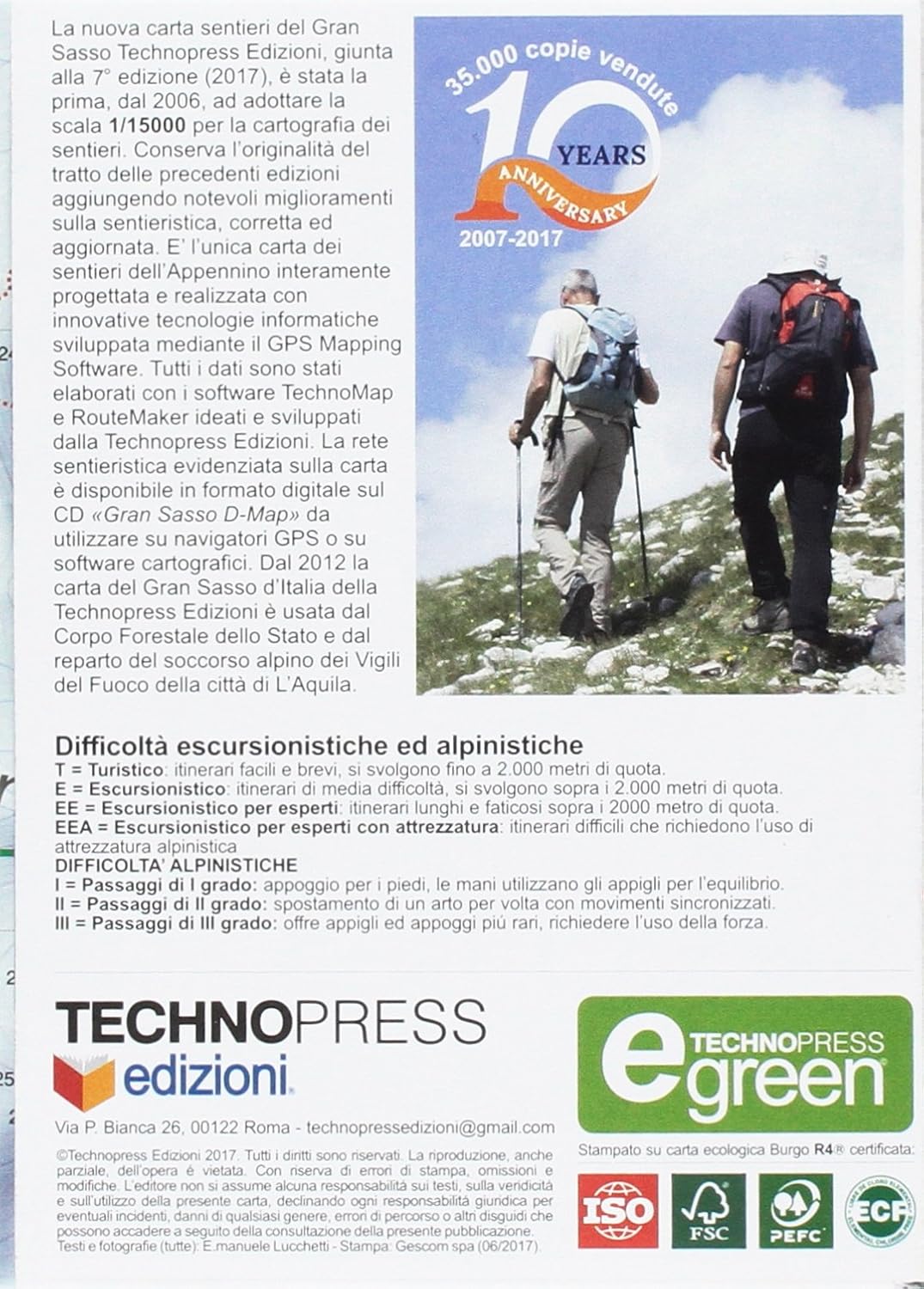Gran Sasso D`Italia. Carta Dei Sentieri 1:15.000
