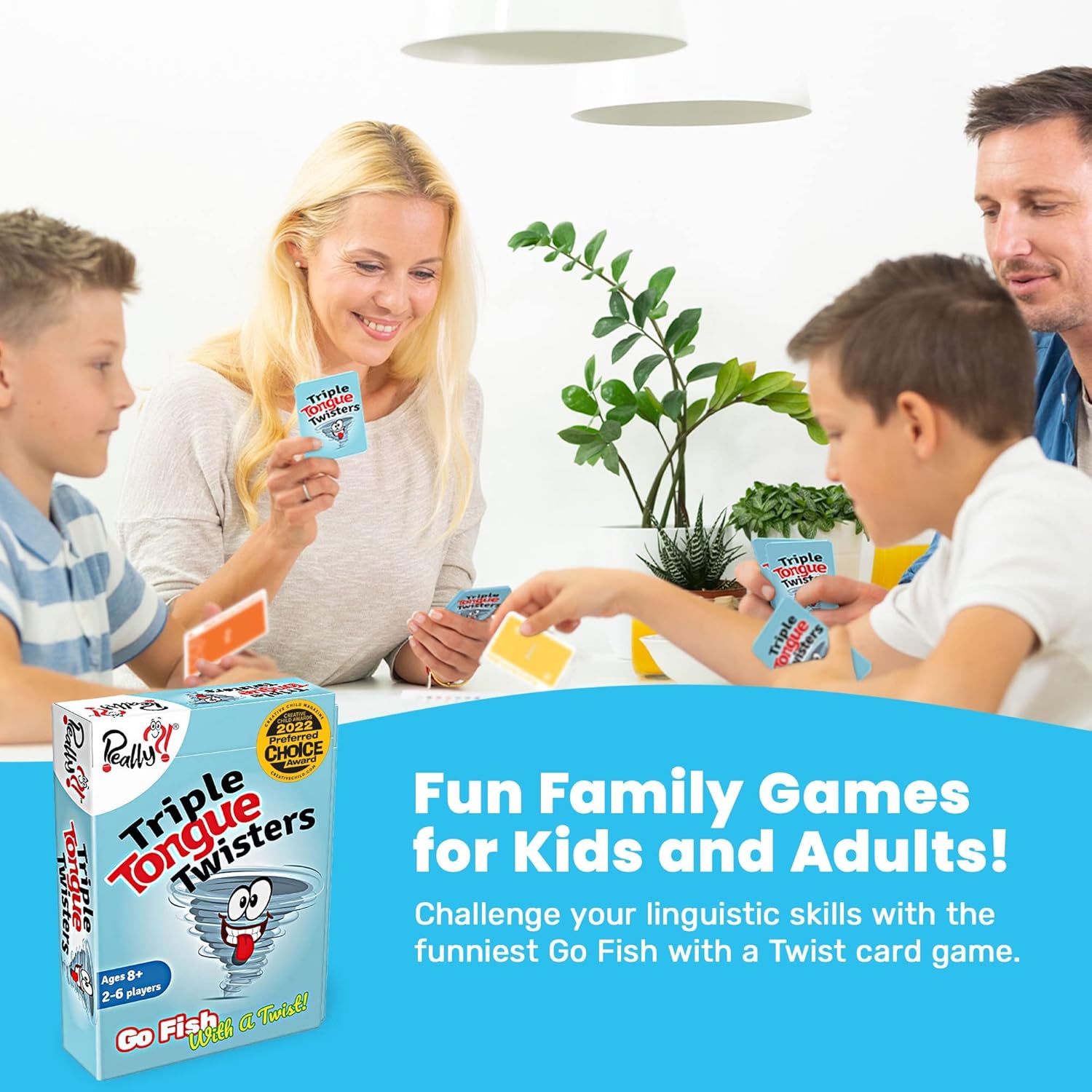 Triple Tongue Twisters, Kartenspiele für Familien mit lustigen Zungen-Twisters, Lernspiele für Kinder, Lachen und Lernen von Reisespielen, lustige Geschenke für Weihnachtsstrumpffüller