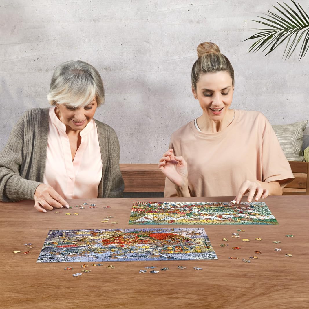 Ravensburger 12000040 - Christmas Collection No.1 Christmas Market & Santa's Christmas Supper -2 x 500 piece Jigsaw Puzzle - puzzle for adults and kids age 12 years up