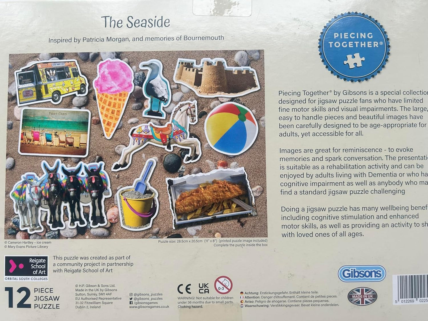At the Seaside | 12 XXL Piece Jigsaw Puzzle | Dementia Puzzle | Extra Large Piece Jigsaw Puzzle for Alzheimer’s | Premium 100% Recycled Board | Gift for Elderly Grandparents | Gibsons Games