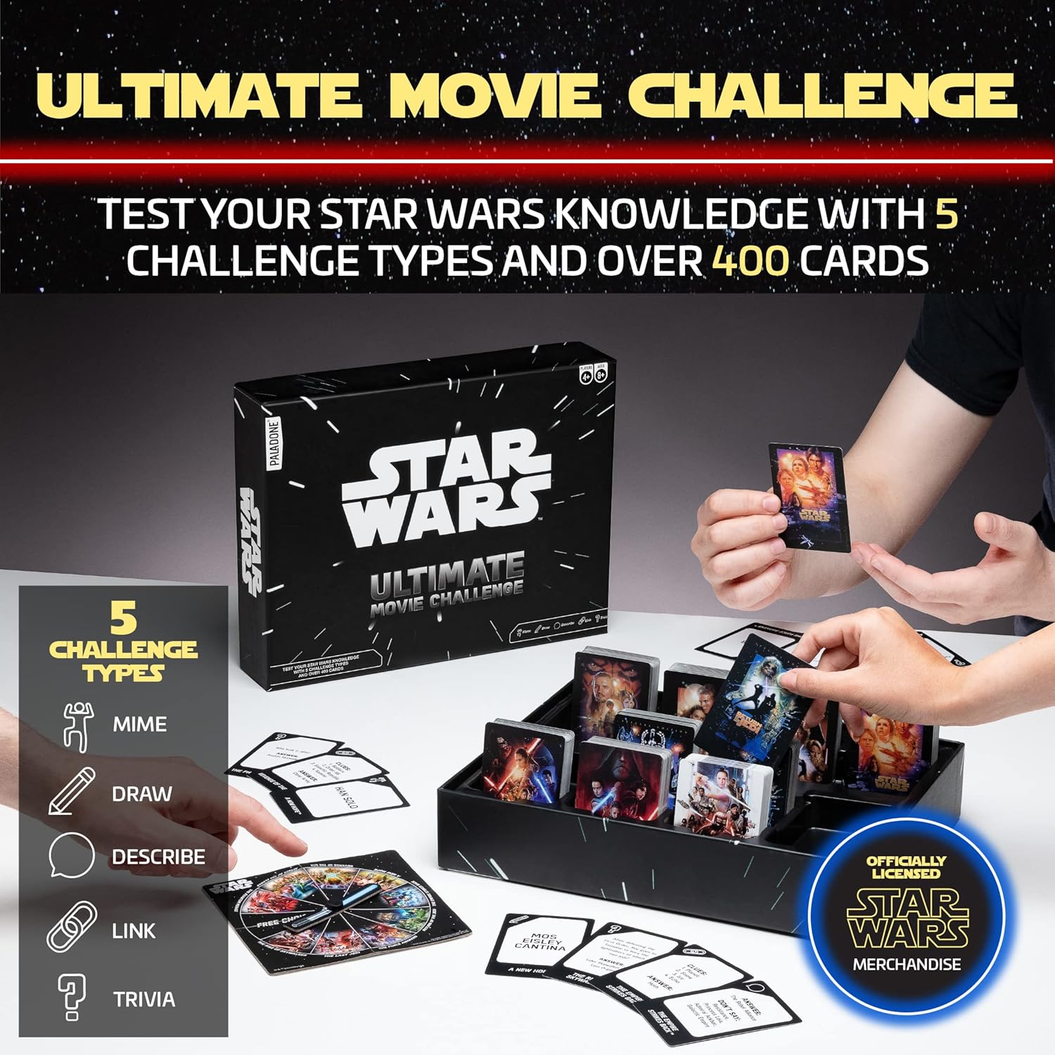 Paladone Star Wars Ultimate Movie Challenge | Lucas Films Trivia Party Game, Black
