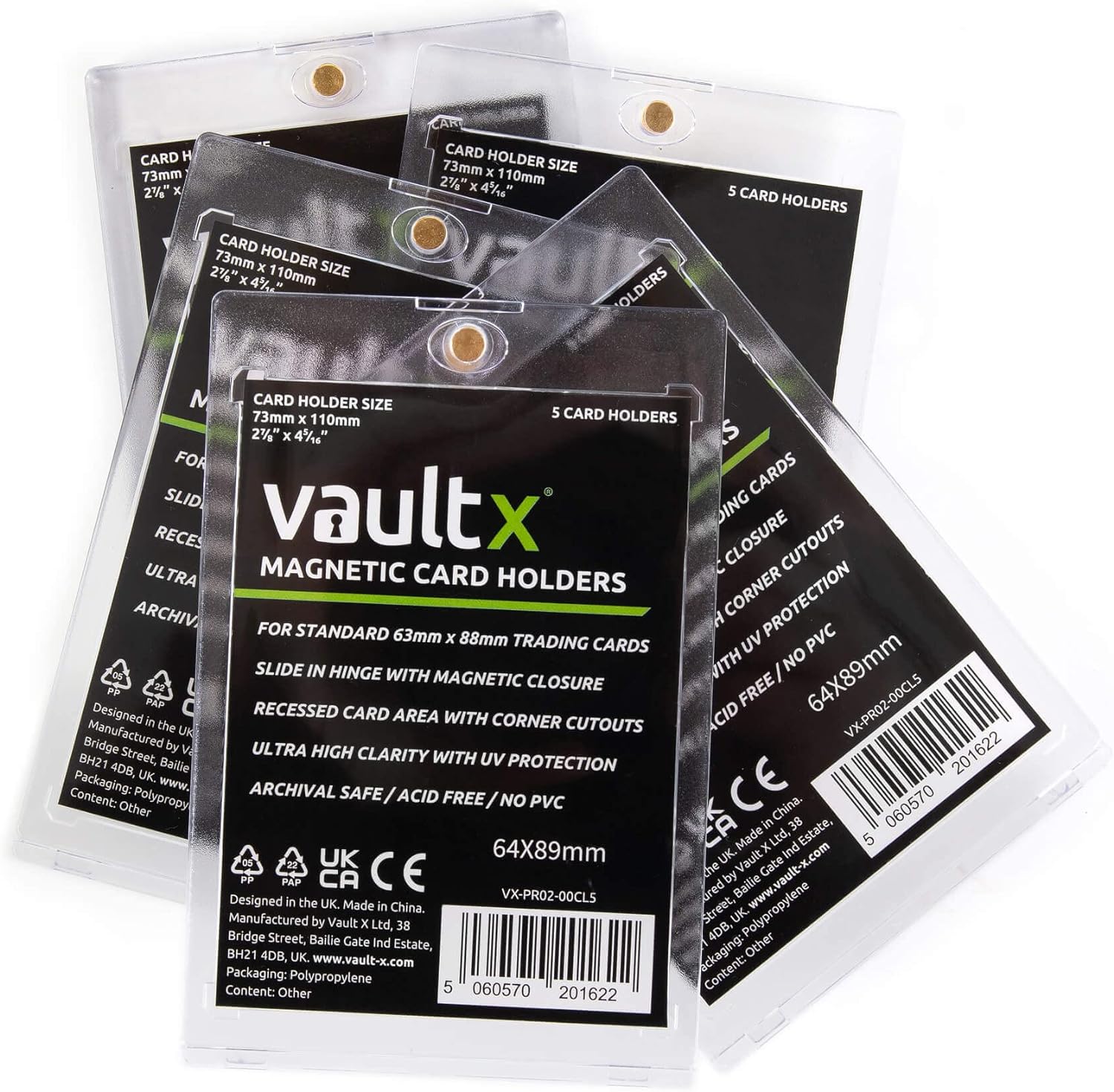 Vault X Magnetic Card Holders - 35pt for Trading Cards & Sports Cards (5 Pack)