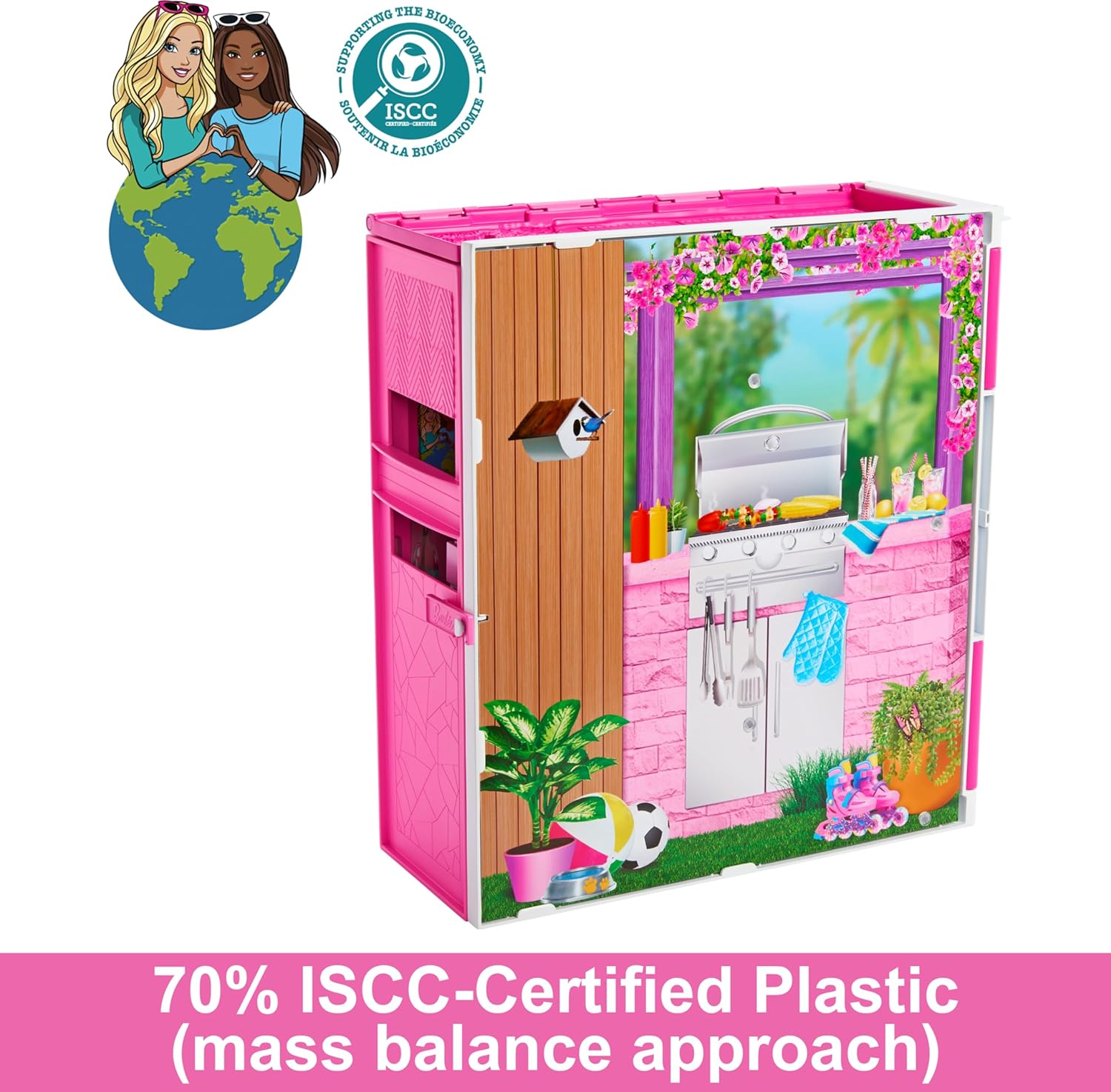 Barbie Doll House Playset, Getaway House with 11 Accessories Including 2 Chairs, 4 Play Areas & 360-degree Play