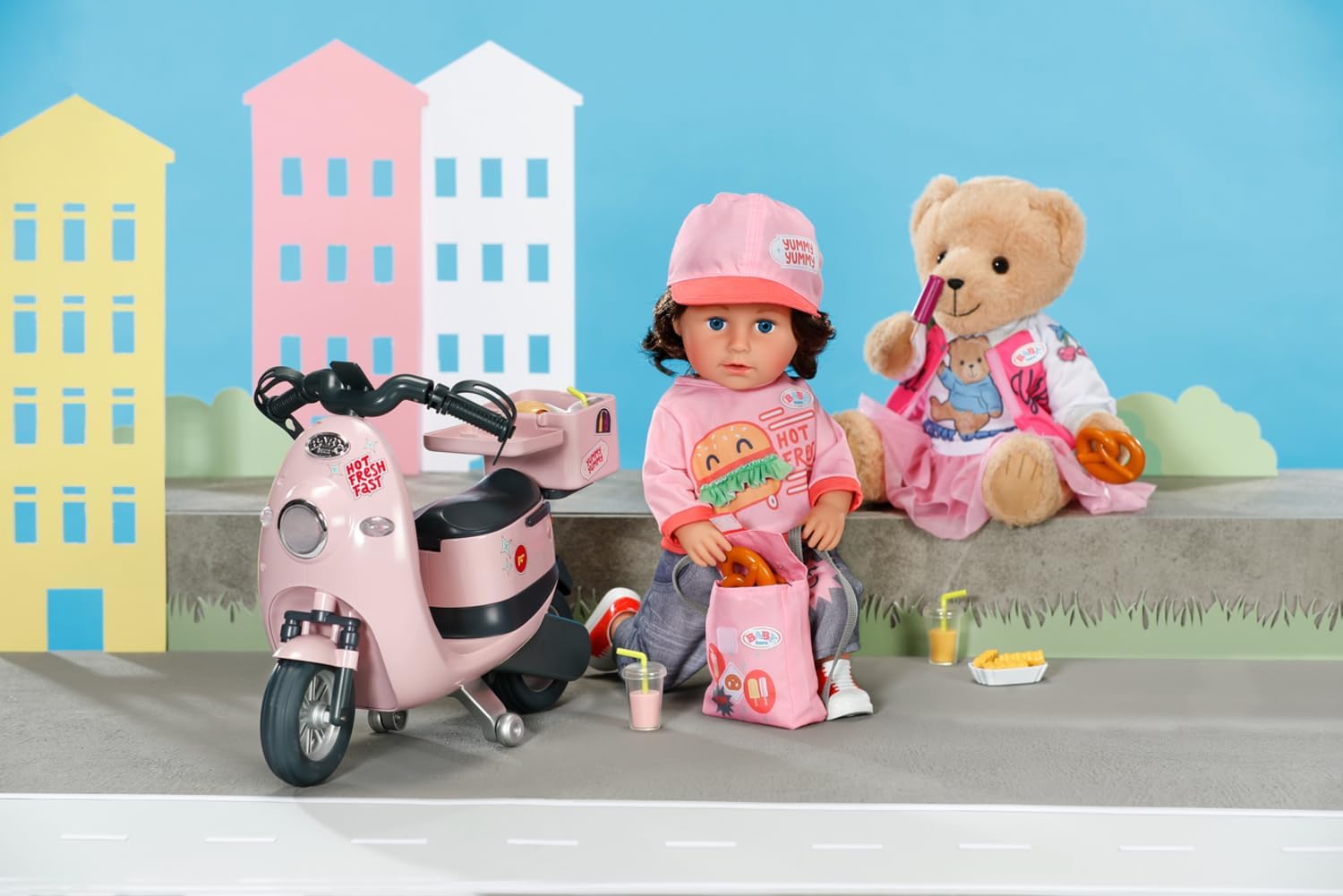 BABY born Snack Shop Outfit, Verkäufer-Outfit mit Cap, Schuhen und Rucksack für 43cm Puppen, 835944 Zapf Creation