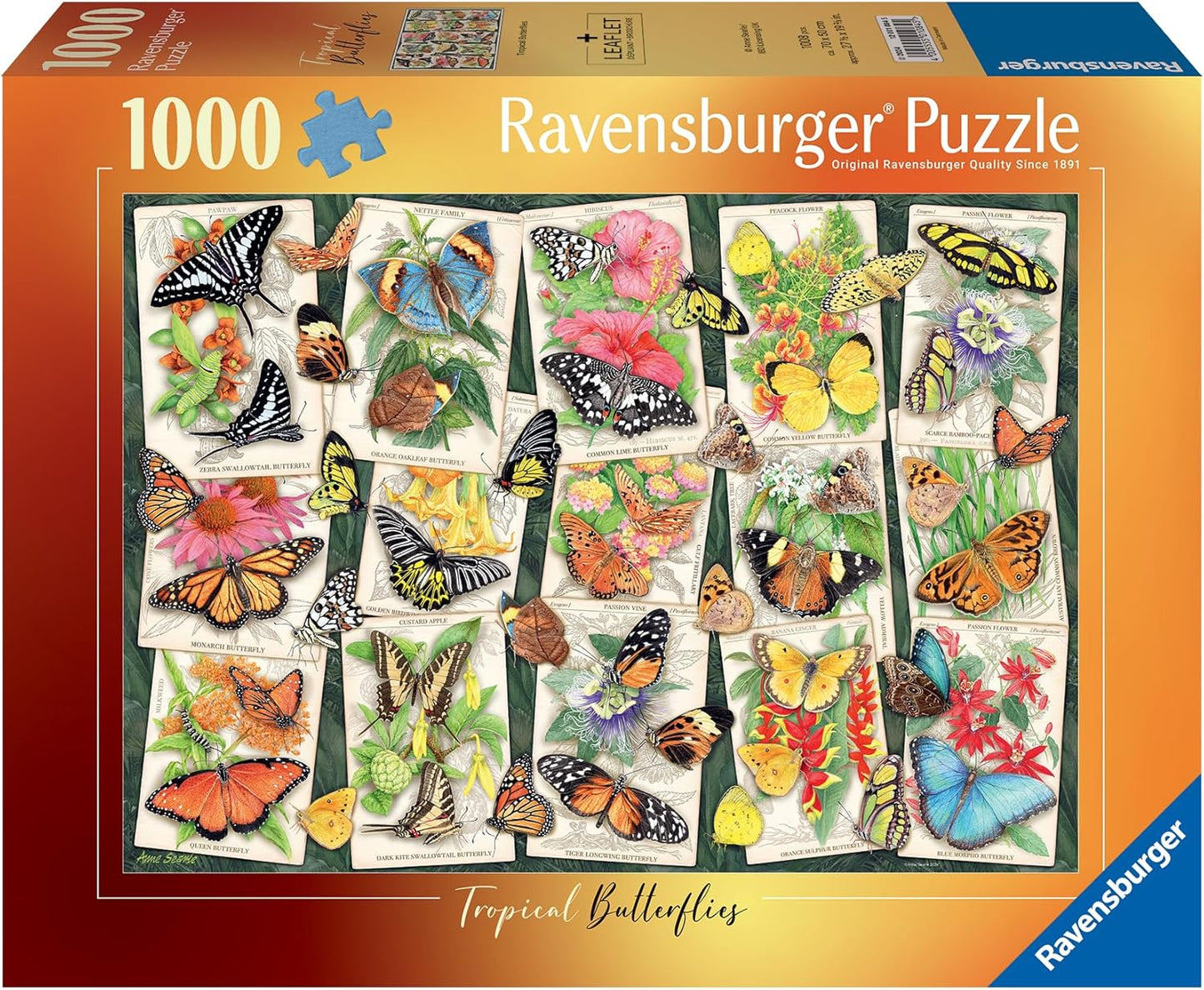 Ravensburger Tropical Butterflies 1000 Piece Jigsaw Puzzles for Adults and Kids Age 12 Years Up - Animals & Insects New Design
