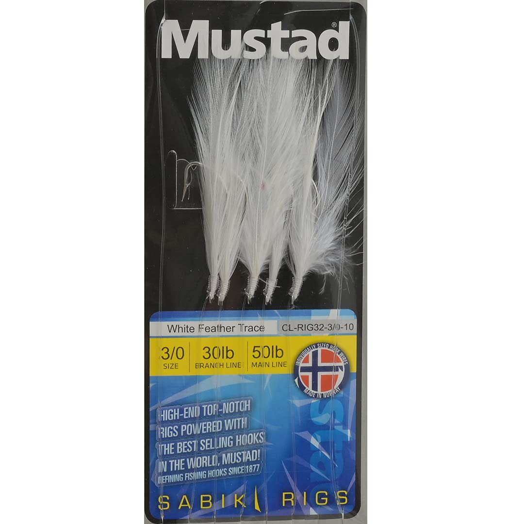 Mustad Mustad 5Hook White Feathers H3/0 ML50lb