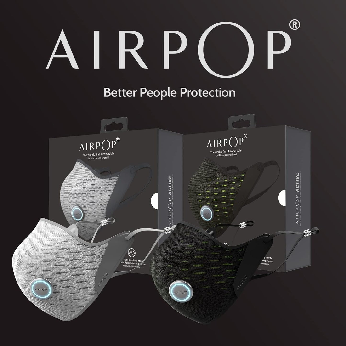 Active+ Smart Mask Black/yellow