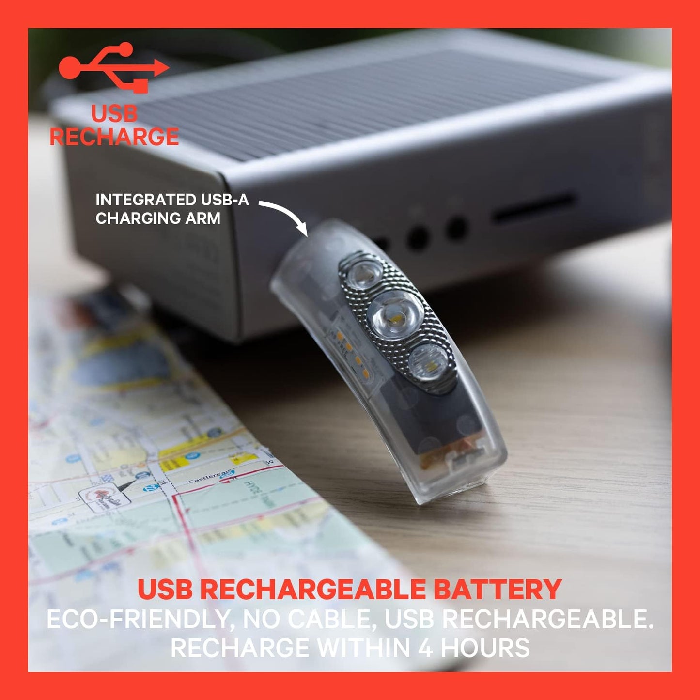 KNOG Bandicoot Run Silicone Rechargeable Headlamp - 250 Lumen, LED Head Lamp w/ 5 Modes, Waterproof Headlamp Flashlight for Outdoor, Camping & Hiking Gear w/Comfortable Reading Light - Blue