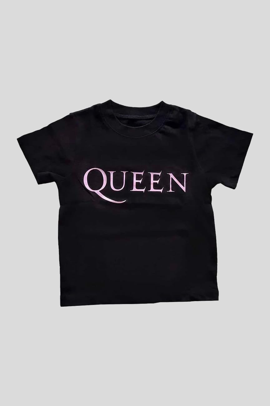 Queen T Shirt Toddler Rosa Band Logo Nuovo Ufficiale Nero 12 Months To 5 Yrs