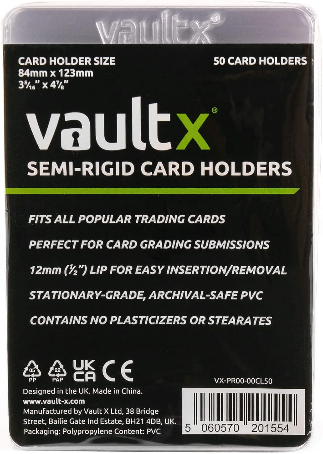 Vault X Semi-Rigid Card Holders for Trading Card & Sports Card Grading Submissions (50 Pack)