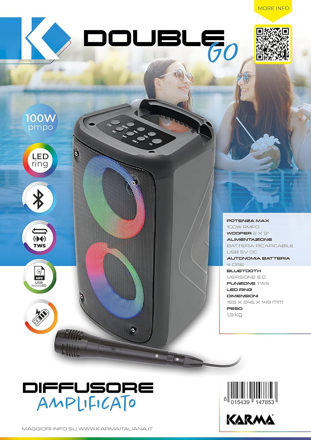 Karma: Doublego - Diffusore Ricaricabile Circle Light (Box Amplificati)