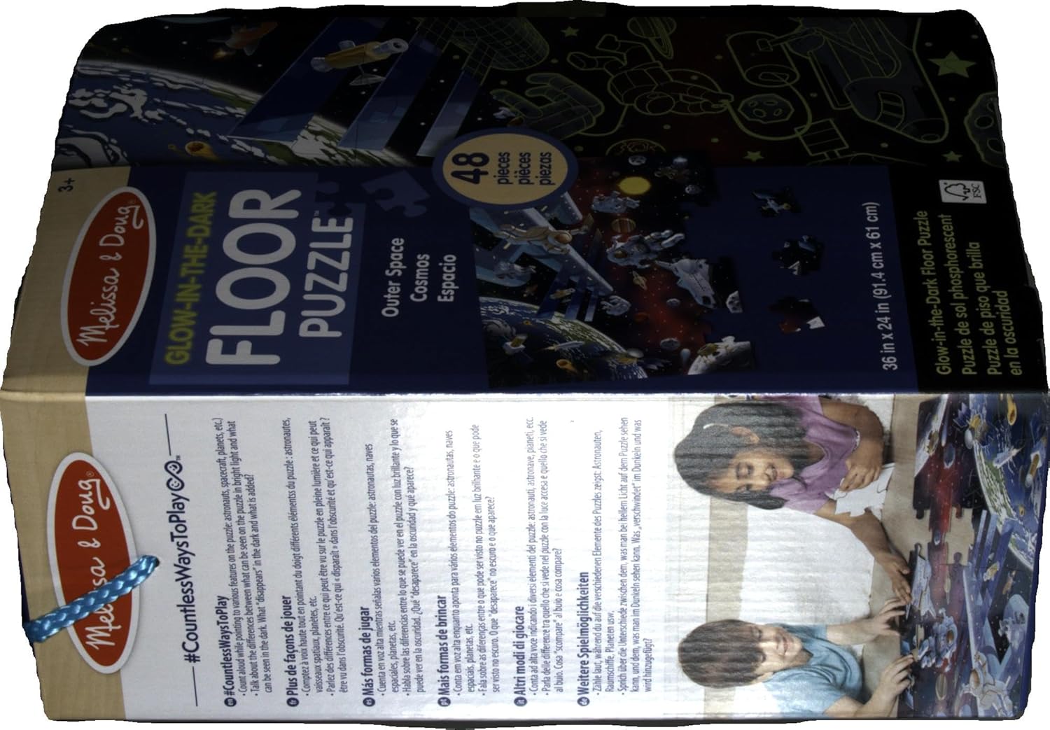 Melissa & Doug Glow-in-the-dark kartonnen legpuzzel 48 stukjes, voor jongens en meisjes vanaf 3 jaar, Puzzel, Montessori speelgoed 3 jaar, Busy board, Educatief speelgoed, Cadeau voor jongen of meisje