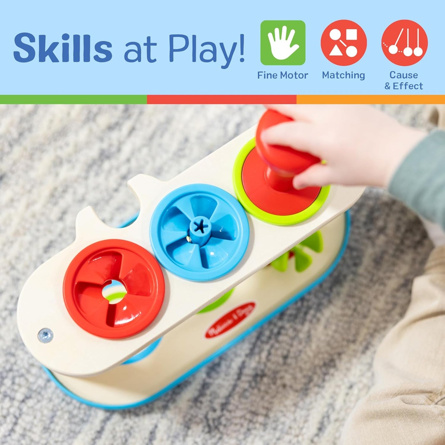 Melissa & Doug Match & Push Spinning Tops Developmental Skills Toy for Girls and Boys 2+ - FSC Certified