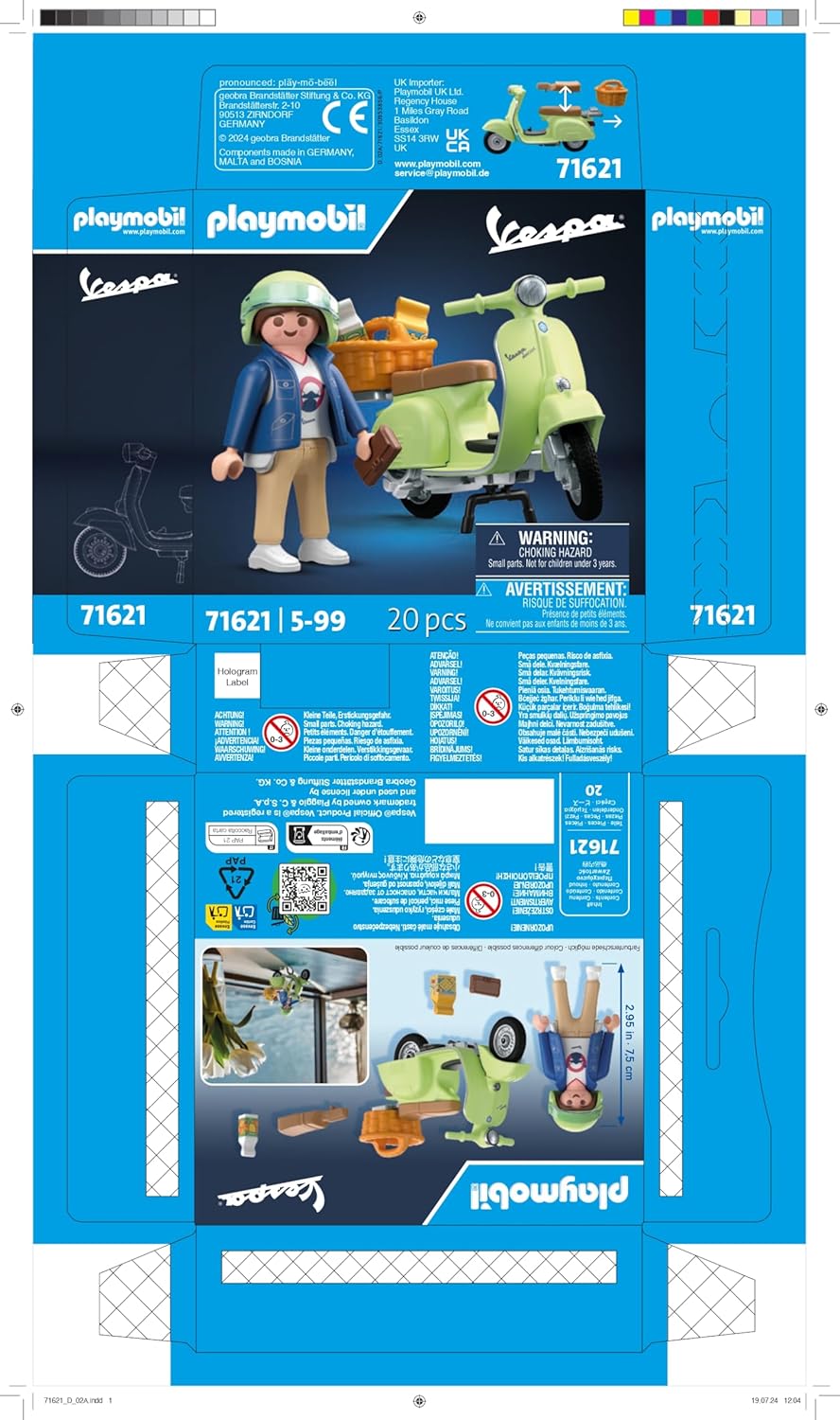 PLAYMOBIL Cars 71621 1969 Vespa 150 Sprint Veloce, Hellgrün, originalgetreues Modell für Sammler und Fans, inklusive vielseitigem Zubehör und verschiedenen Sattelvarianten