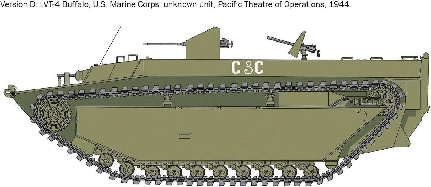 Italeri 6752 1:35 LVT-4 Water Buffalo, Stand Model Building, Crafts, Hobby, Gluing, Plastic, Detailed Military Kit, Tank 1:56