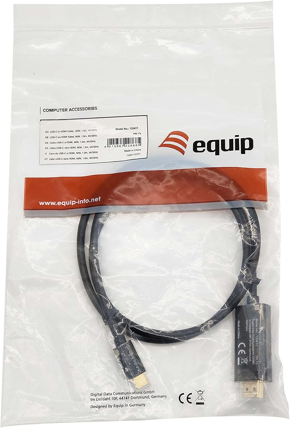 Equip 133411 USB-C to HDMI Cable M/M 1.0m 4K/30Hz