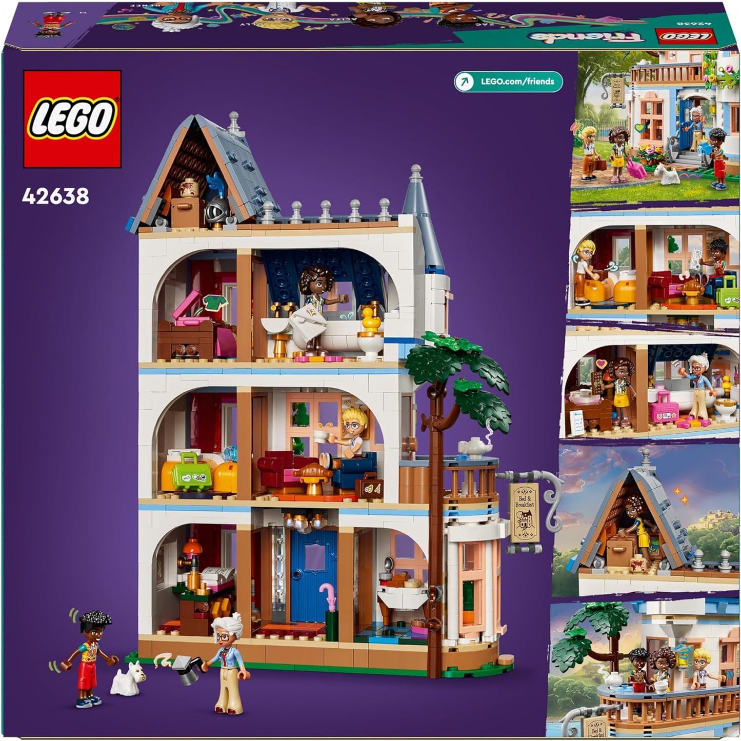 LEGO Friends Castle Bed and Breakfast Hotel Playset, Building Toy for 12 Plus Year Old Kids, with 4 Mini-Dolls, a Dog Figure and Accessories, Gift Idea for Girls, Boys and Teens 42638