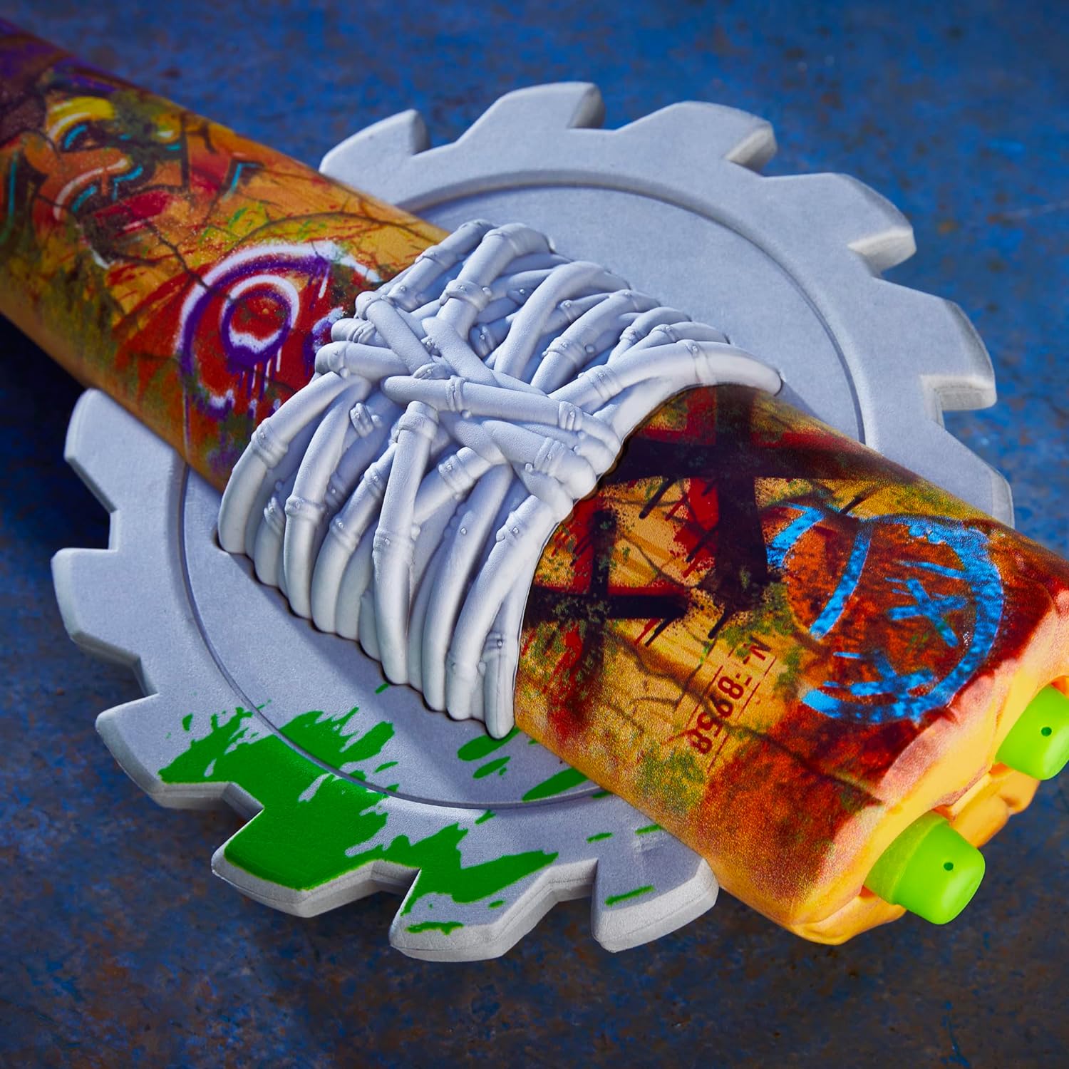 Nerf Zombie Strikeout Dart Blaster, 8 Nerf Elite Darts, Foam Blade, Pull Back Priming, Outdoor Games, Ages 8+