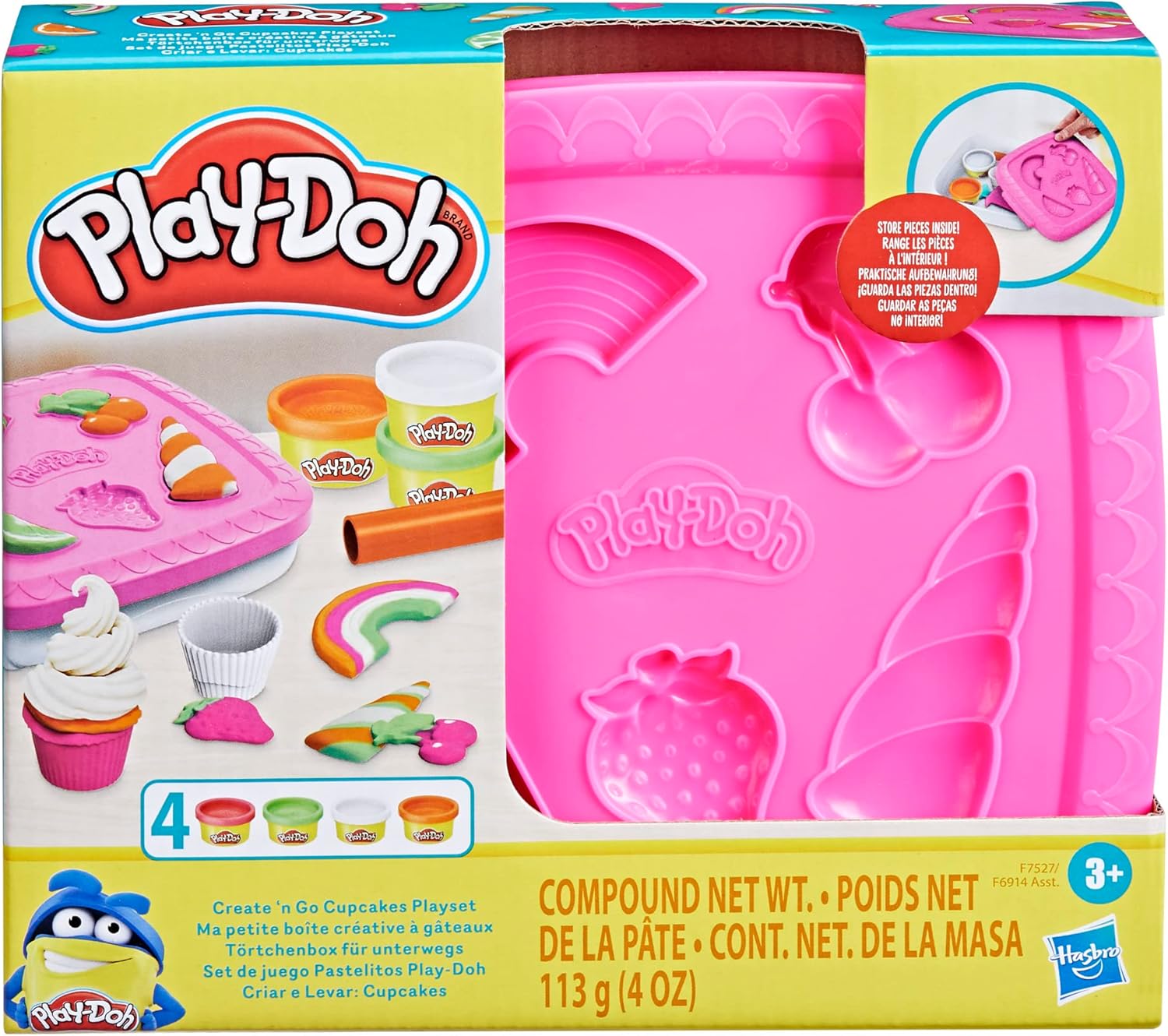 Play-Doh Create ‘n Go Cupcakes Playset, Set with Storage Container, Arts and Crafts Toys for Kids