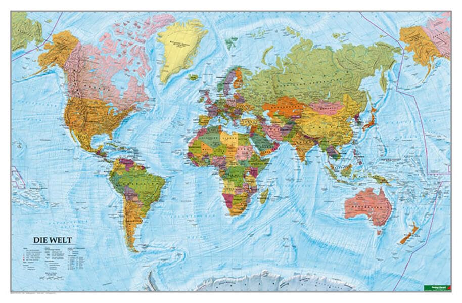 wall-map: The World, 1:35.000.000, English, metal-backed in