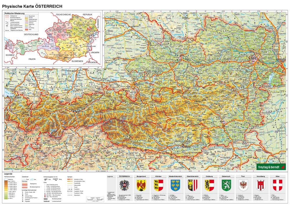 Laminated Map DUO, Learning aid Upper Austria 1:400.000