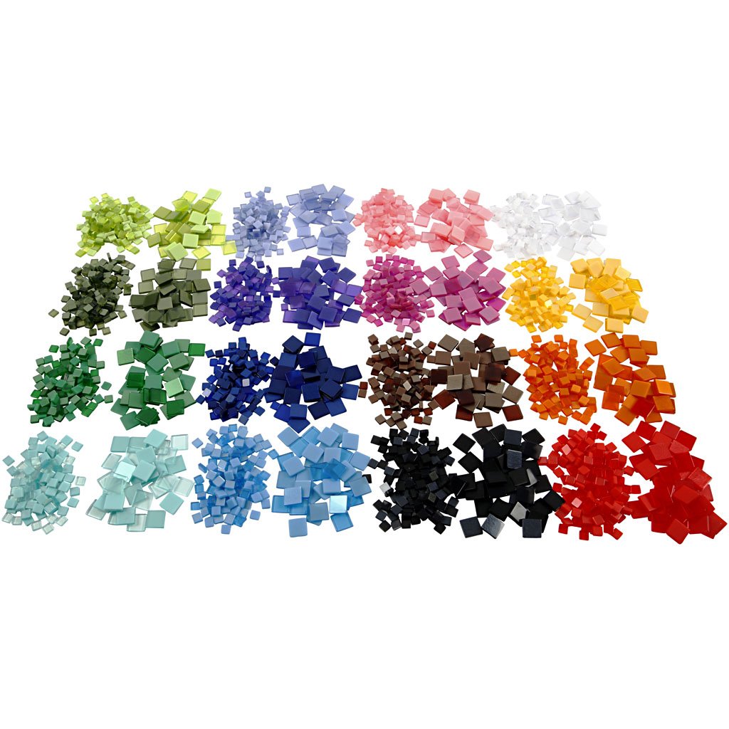 Mini Mosaic, size 5x5 mm, size 10x10 mm, excluding assortment box, 32x25g