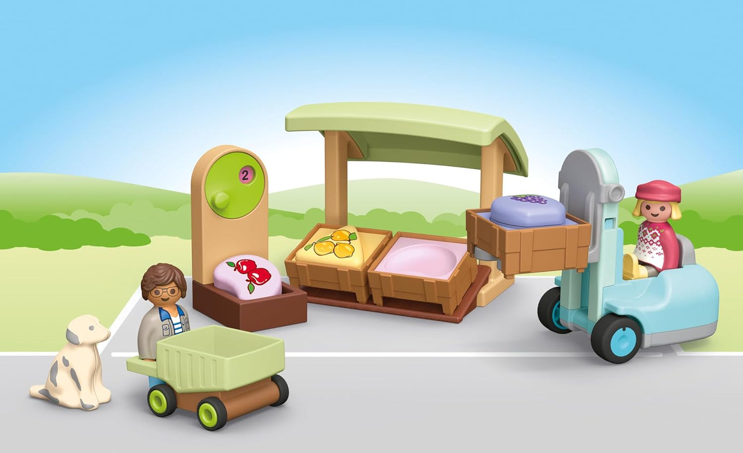 Playmobil Junior 71691 Mercatino biologico, inclusi carrello della spesa e casse impilabili, giocattolo sostenibile realizzato in plastica a base vegetale, giocattolo per bambini dai 12 mesi in su