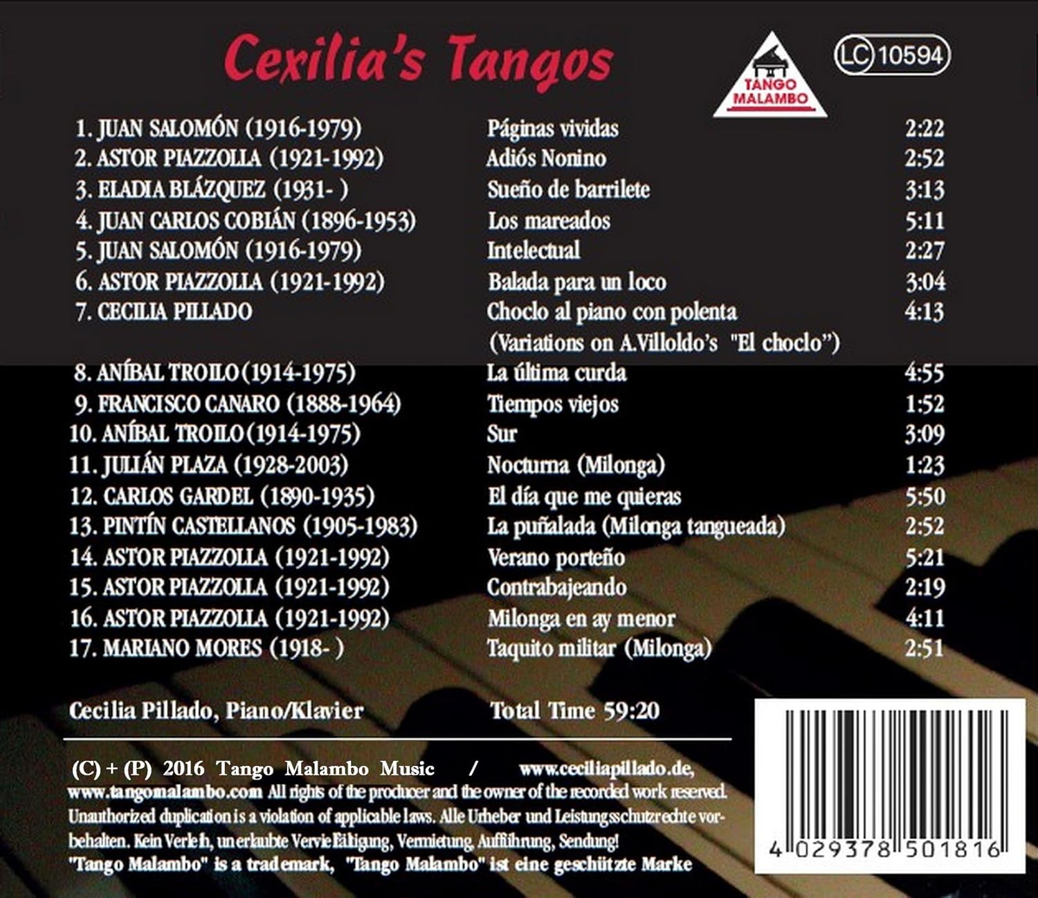 Cexilia's Tangos Argentine Piano Music