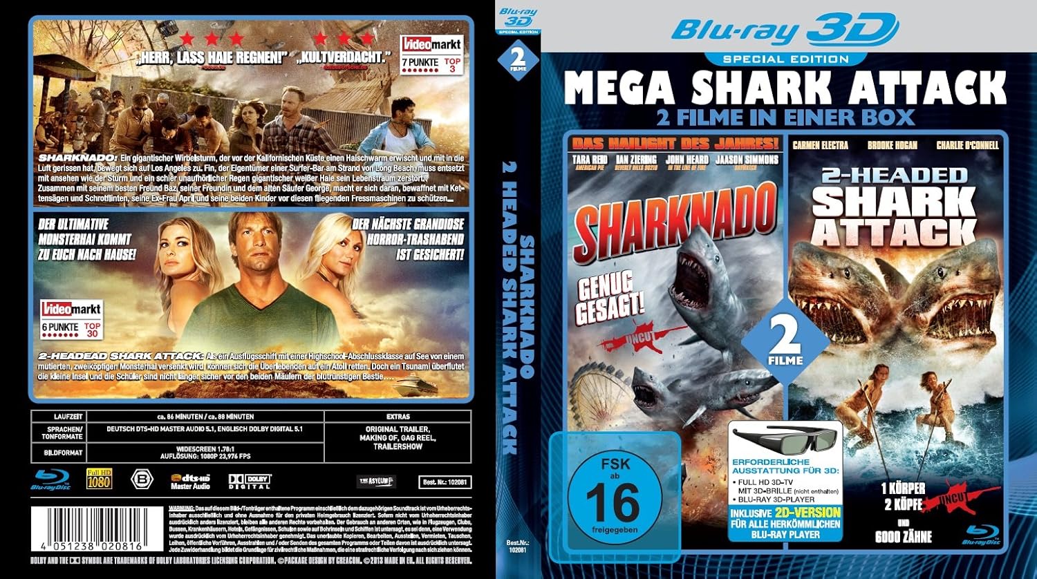 MEGA SHARK ATTACK: Sharknado & 2-Headed Shark Attack (Real 3D Blu-ray)