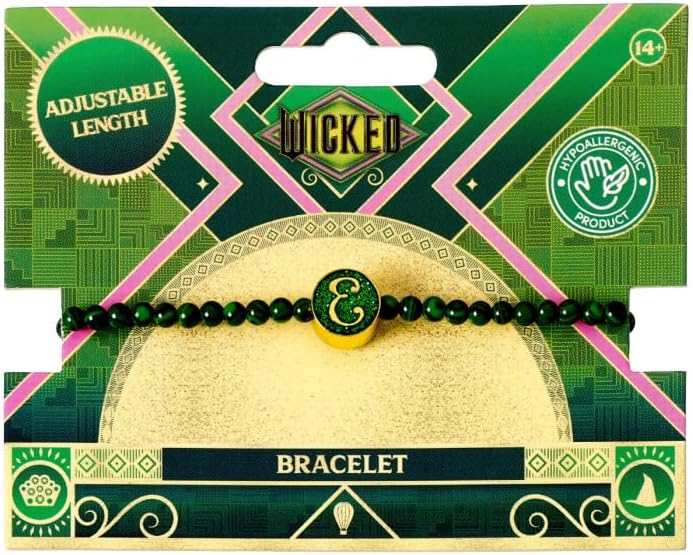 Wicked Elphaba Emerald Green Malachite Friendship Bracelet With Initial Bead