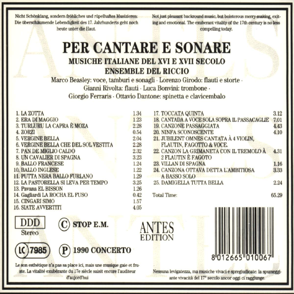 Per cantare e sonare (Italienische Musik des 16. und 17. Jahrhunderts)