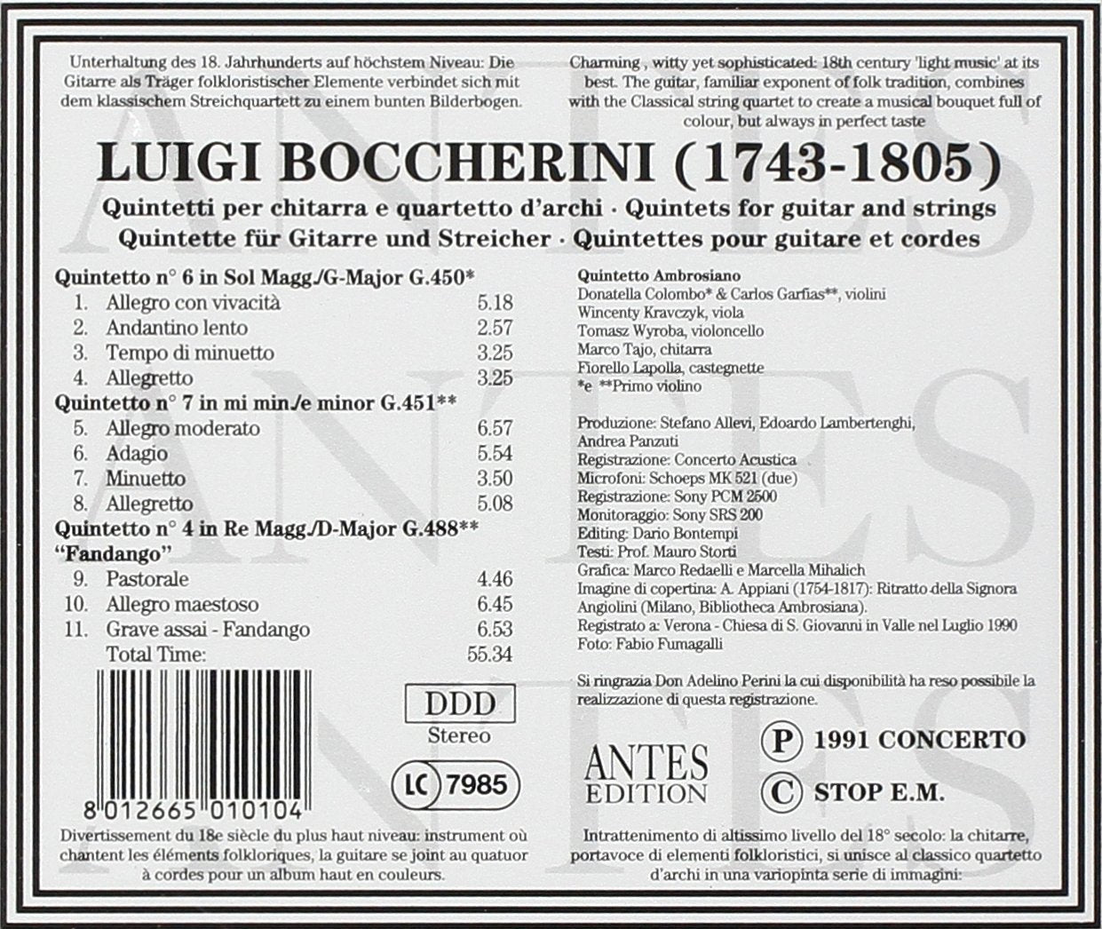 Luigi Boccherini: Quintetti per chitarra / Quintette für Gitarre und Streicher (G. 450 / 451 / 488) - Vol. 1