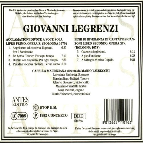 Legrenzi: Solo Cantatas (Acclamationi Divote / Echi Di Ri)