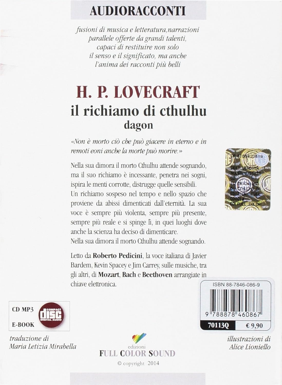 Howard P. Lovecraft - Il Richiamo Di Cthulhu. Dagon Letto Da Roberto Pedicini. Audiolibro. Cd Audio