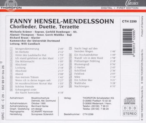 Mendelssohn: Chorlieder, Duette, Terzette