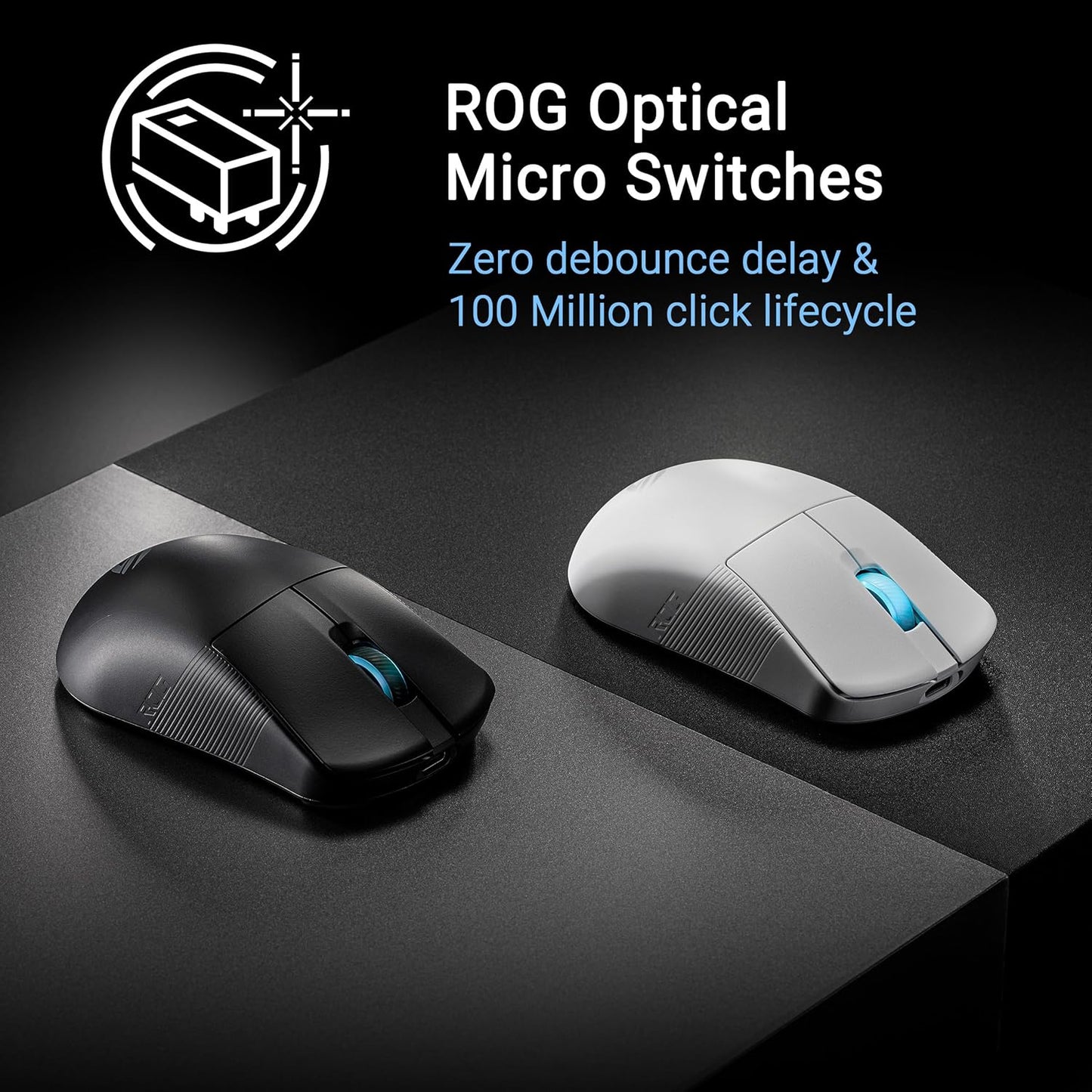 ASUS ROG Harpe Ace Mini Wireless Gaming Mouse, 49g Lightweight, AimPoint Pro 42K Optical Sensor, Optical Micro Switches, ROG Polling Rate Booster, Esports and FPS, Small, Medium, Lunar White