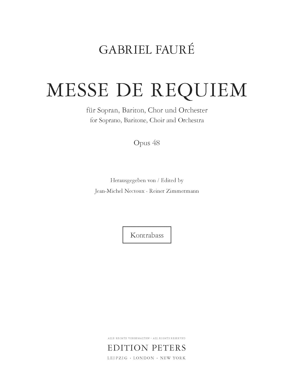 Requiem Op 48 Double Base Part