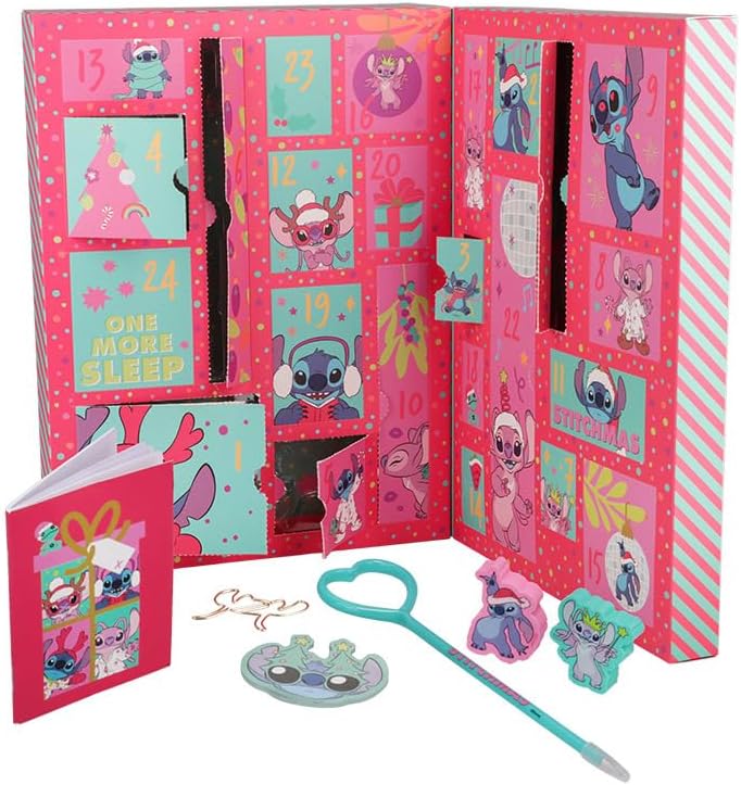 Stitch Stationary 24 Day Premium Advent Calendar - Officially Licensed Christmas Gifts & Seasonal Christmas Decor For Girls Bedroom | Paladone