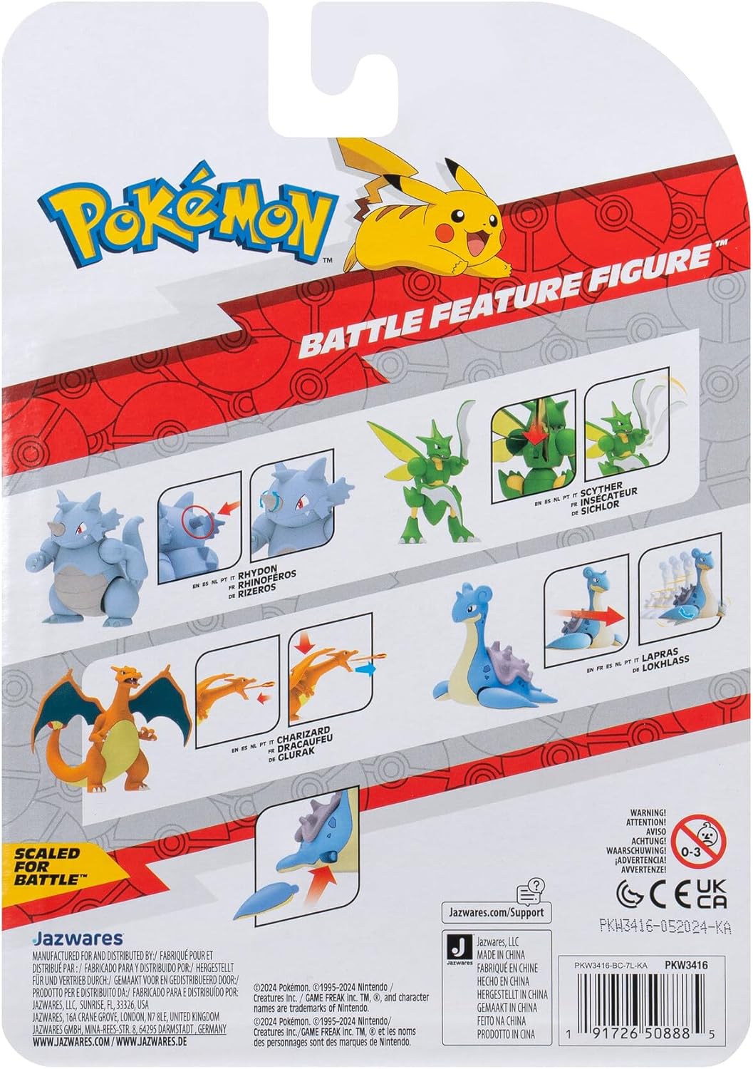 Pokémon PKW3416 - Battle Feature Figure - Lapras Official Articulated Figure, 11.5 cm