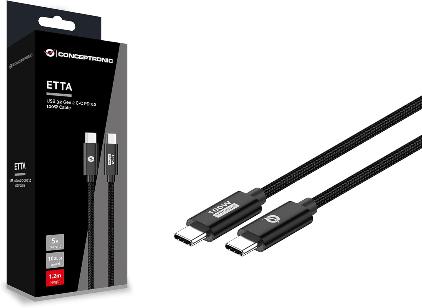 Conceptronic Cavo USB-C 3.0 -> C St/St 1.20m 5A 10Gbps SW