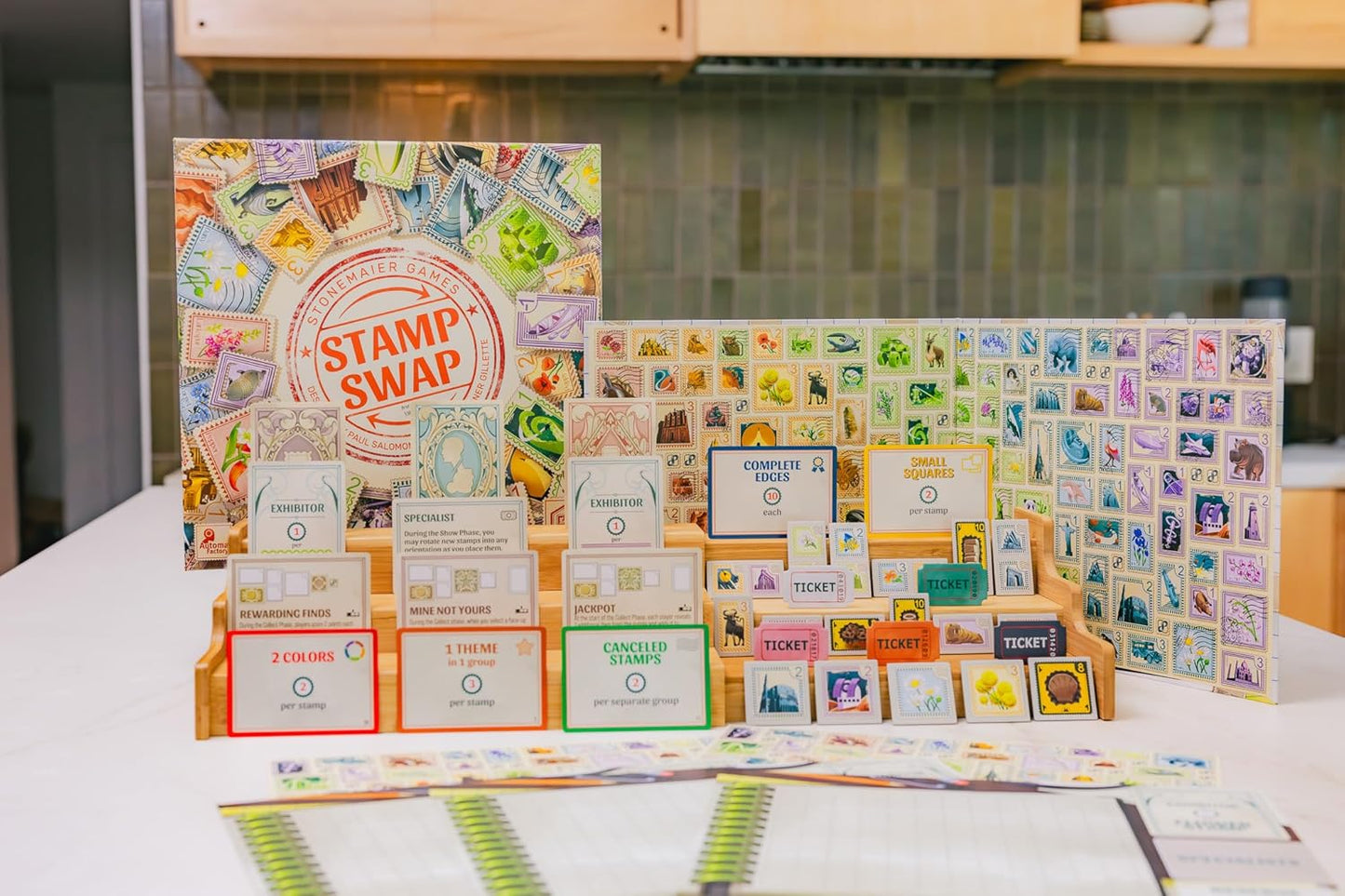 Stonemaier Games | Stamp Swap | Board Game | Ages 14+ | 1-5 Players | 20-60 Minutes Playing Time