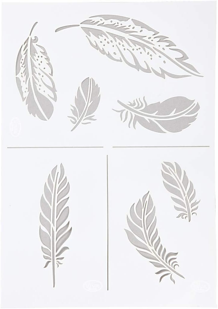 universale modello Piume Stencil Feather A4 VINTAGE squallido RICICLO CREATIVO