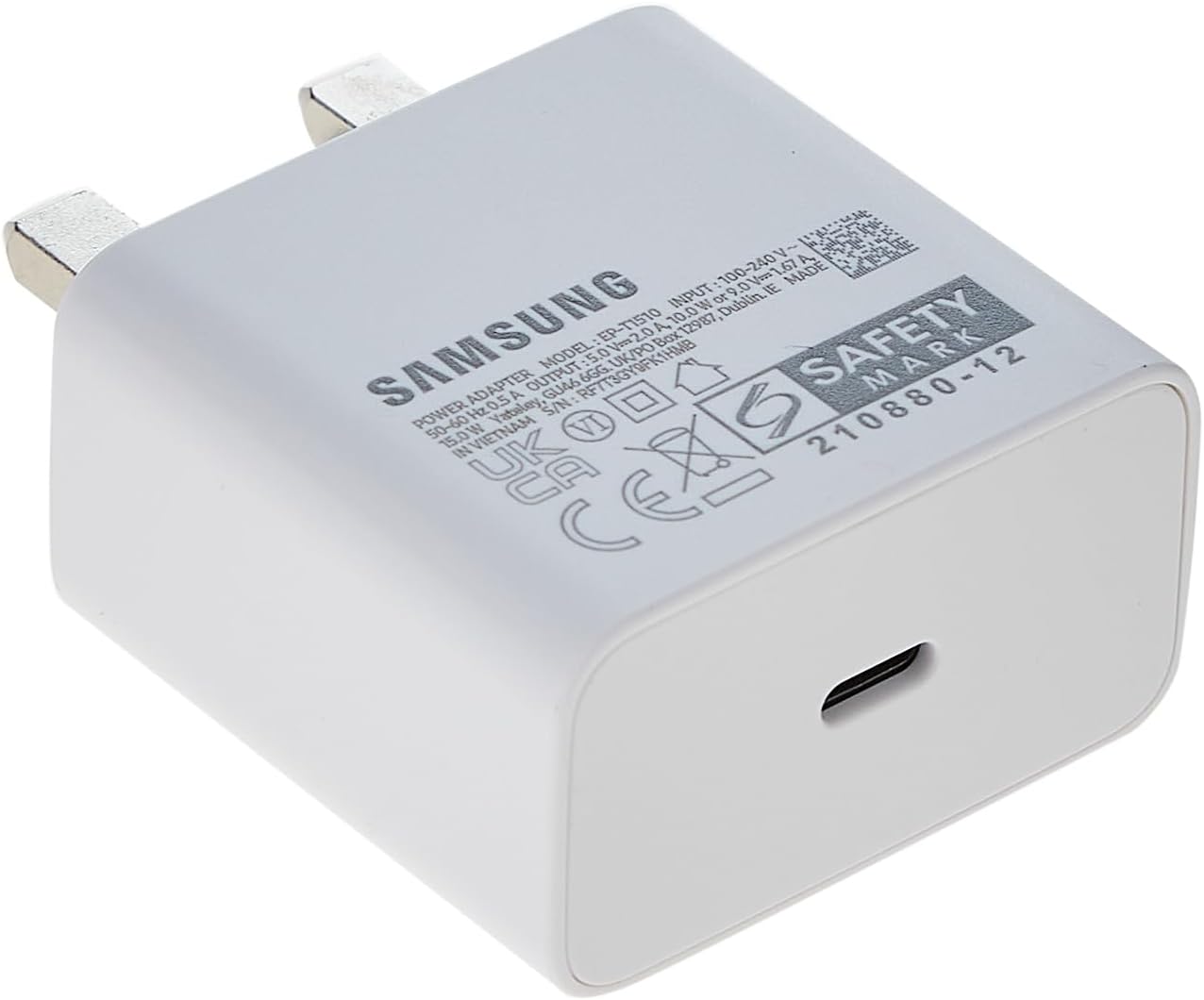 Samsung Galaxy Official 15W Adaptive Fast Charger (with USB-C to C Data Cable), White